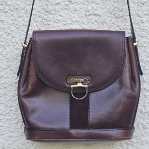 Umberto Firenze brown leather fliplock crossbody bag